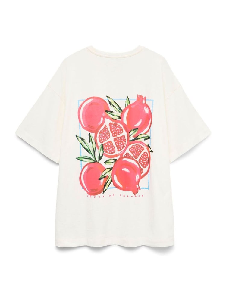 VERO MODA Relaxed Fruit Print Back Graphic Print 100% Organic Cotton White T-Shirt - Imagen 7 de 7