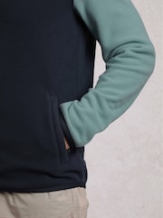 Weird Fish Blue Tristan Colour Block Micro Fleece - Image 5 of 7