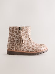 Animal Shimmer Standard Fit (F) Chelsea Zip Tassel Ankle Boots - Image 2 of 5