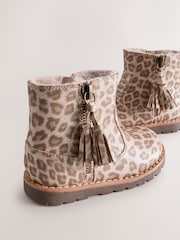 Animal Shimmer Standard Fit (F) Chelsea Zip Tassel Ankle Boots - Image 4 of 5