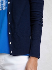 Weird Fish Blue Chrome 100% Cotton Curran Lightweight Cardigan - Image 2 of 7