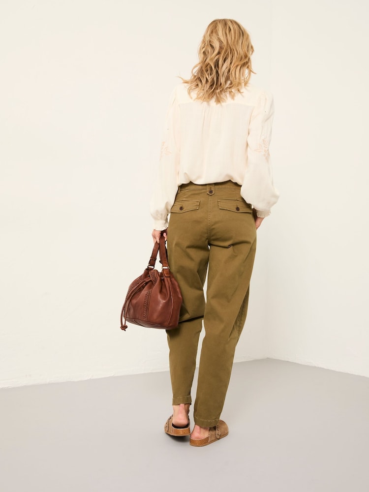 FatFace Ottilie Olive Green Tapered Leg Trouser - Image 2 of 7