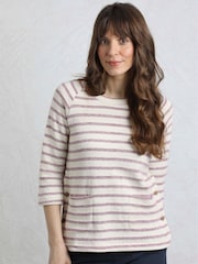 Weird Fish White 100% Cotton Ives Loopback Stripe Tunic Top - Image 1 of 6
