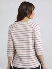 Weird Fish White 100% Cotton Ives Loopback Stripe Tunic Top - Image 2 of 6