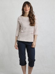 Weird Fish White 100% Cotton Ives Loopback Stripe Tunic Top - Image 3 of 6