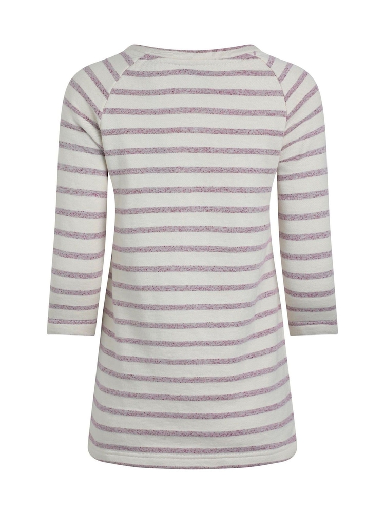 Weird Fish White 100% Cotton Ives Loopback Stripe Tunic Top - Image 6 of 6