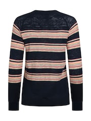 Weird Fish Blue 100% Organic Cotton Reka Lightweight Striped Crew Neck Jumper - Image 7 of 7