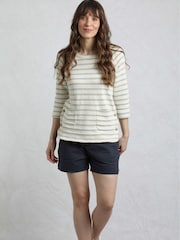 Weird Fish Green 100% Cotton Ives Loopback Stripe Tunic Top - Image 1 of 6