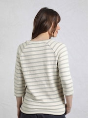 Weird Fish Green 100% Cotton Ives Loopback Stripe Tunic Top - Image 2 of 6