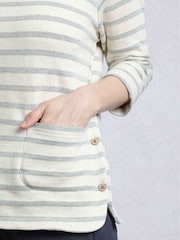 Weird Fish Green 100% Cotton Ives Loopback Stripe Tunic Top - Image 4 of 6