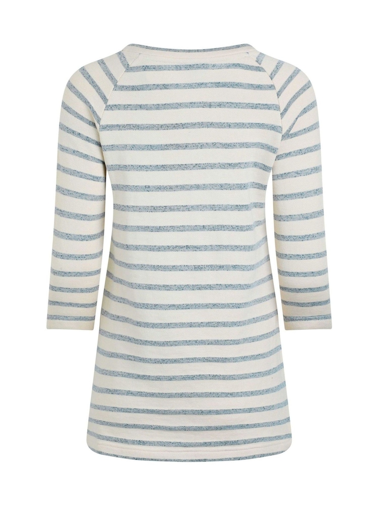 Weird Fish Green 100% Cotton Ives Loopback Stripe Tunic Top - Image 6 of 6