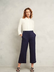 Hobbs Blue 100% Linen Josephine Trousers - Image 1 of 4