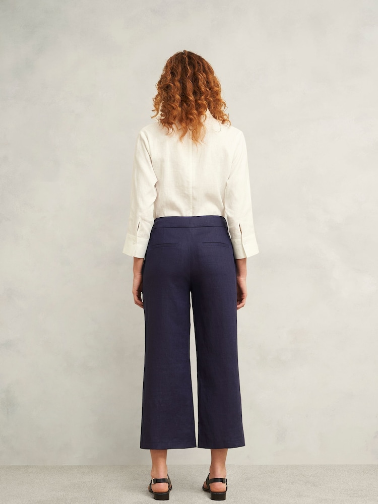 Hobbs Blue 100% Linen Josephine Trousers - Image 2 of 4