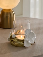 White/Gold Floral Tea Light Holder - Image 2 of 4