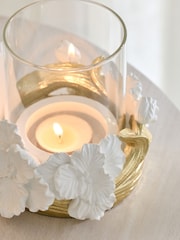 White/Gold Floral Tea Light Holder - Image 3 of 4
