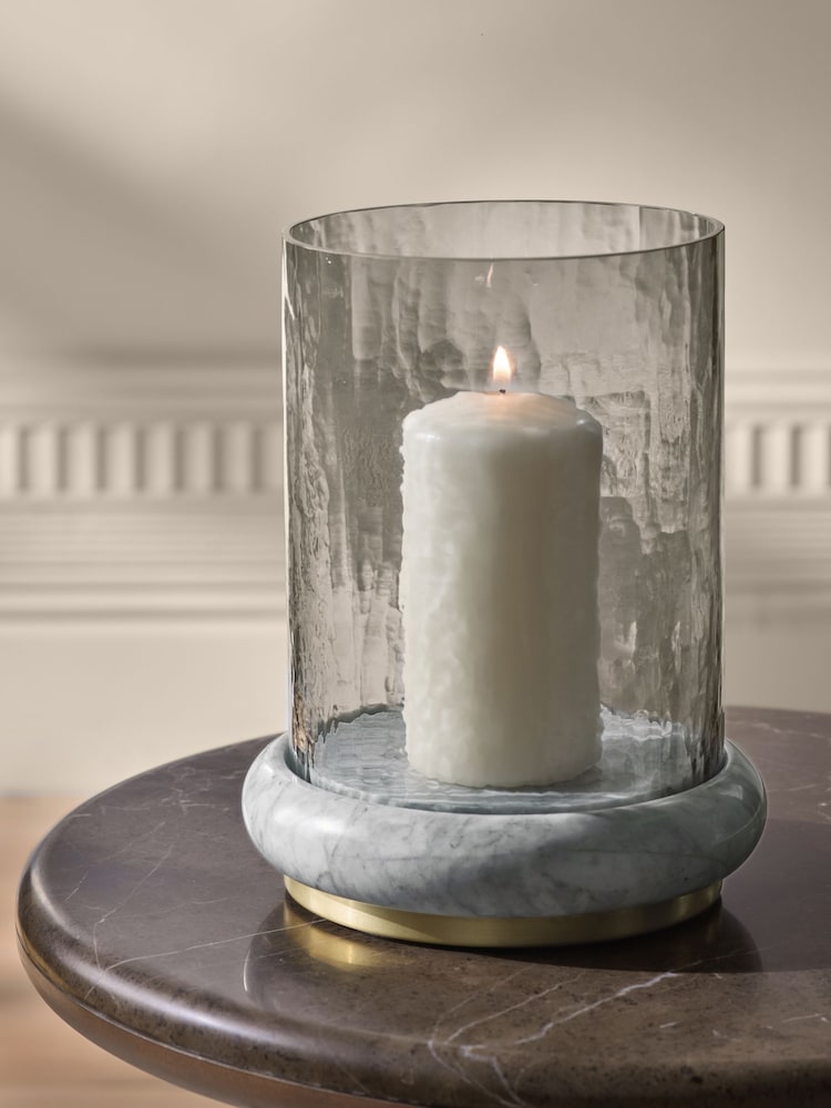White N. Premium Marble Base Hurricane Candle Holder - Image 1 of 4 White N. Premium Marble Base Hurricane Candle Holder - Image 1 of 4