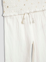 River Island White Girls Sequin Top and Trousers Set - Image 2 of 2