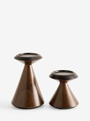 Brown Mango Wood Pillar Candle Holder - Image 4 of 4