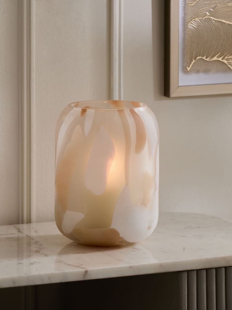 磨砂五彩纸屑玻璃烛台 - 图片1 / 4