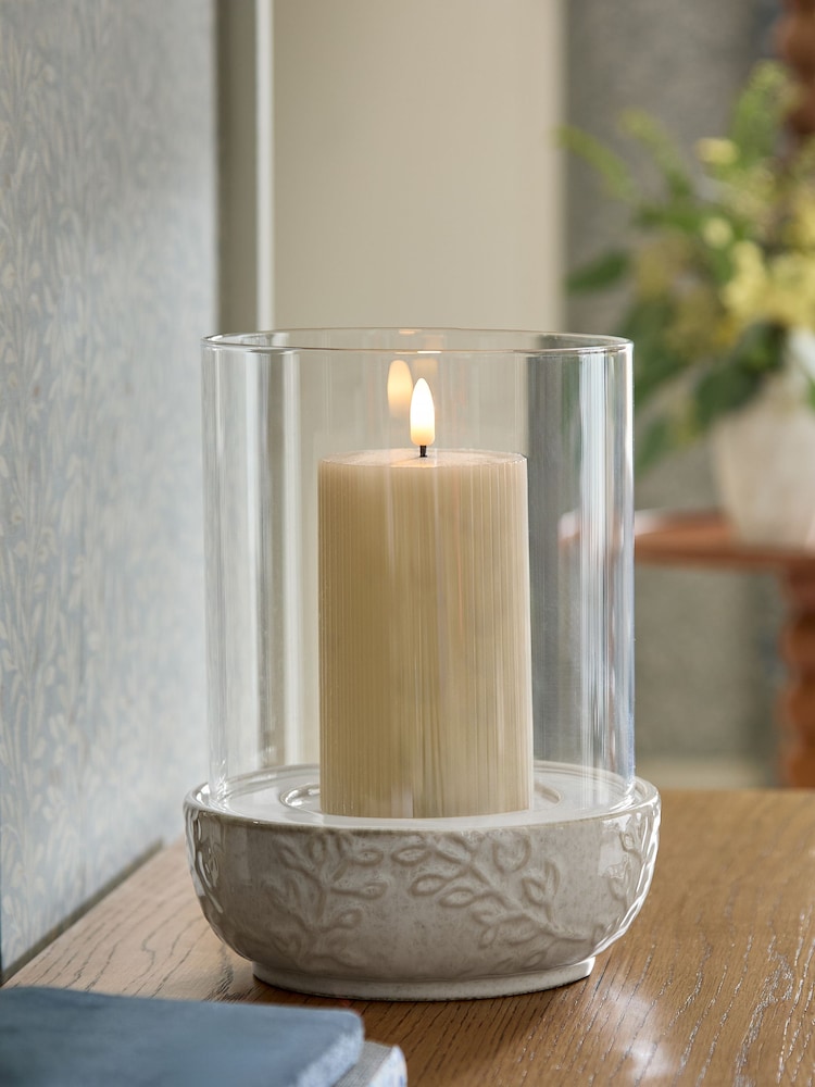 Natural Ceramic Embossed Hurricane - Image 1 of 3