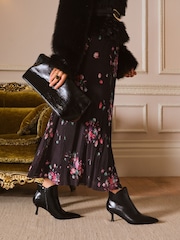 Love & Roses Black Faux Leather Kitten Heel Point Toe Smart Ankle Boots - Image 2 of 5