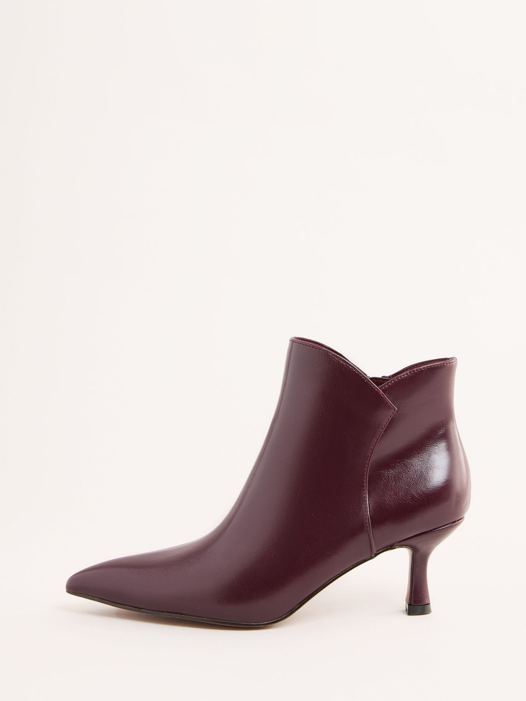 Buy Love & Roses Burgundy Red Faux Leather Kitten Heel Point Toe