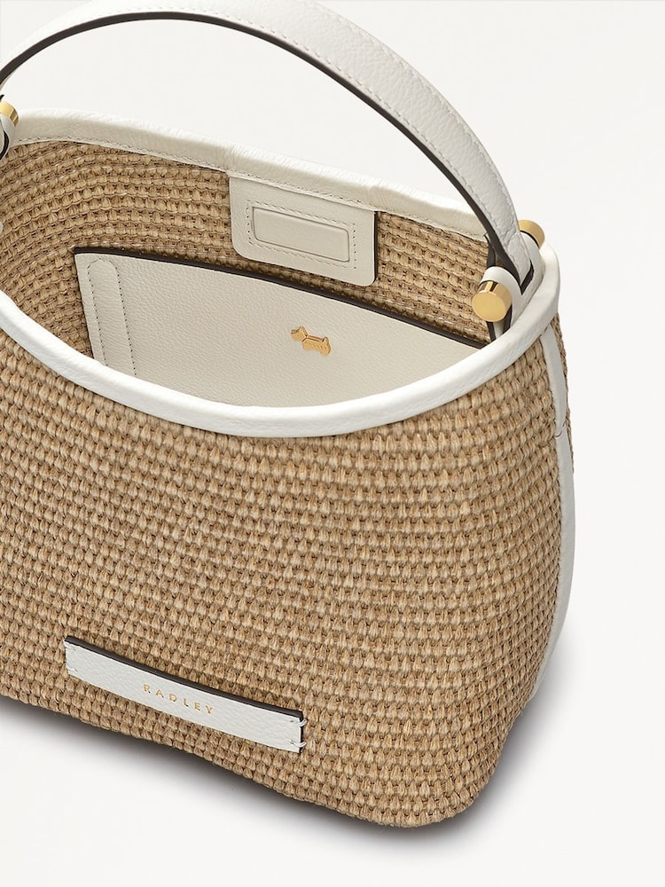 Radley London Small Bathurst Mews Raffia Open Top Grab Brown Bag - Image 3 of 5