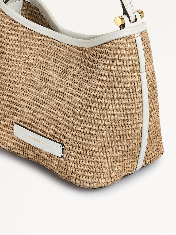 Radley London Small Bathurst Mews Raffia Open Top Grab Brown Bag - Image 4 of 5