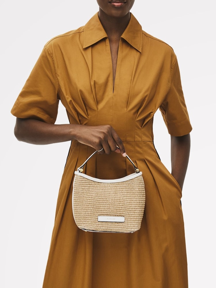 Radley London Small Bathurst Mews Raffia Open Top Grab Brown Bag - Image 5 of 5