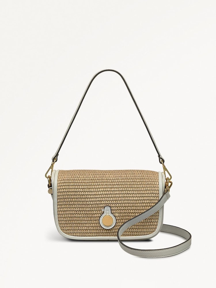 Radley London Small Bathurst Mews Raffia Flapover Cross-Body Brown Bag - Image 1 of 5
