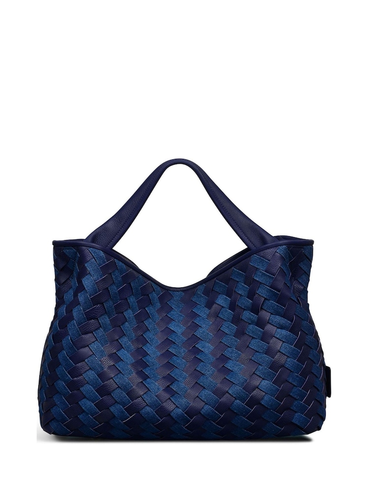 Radley London Large Blue Devonshire Row Denim Open-Top Grab Bag - Image 2 of 4