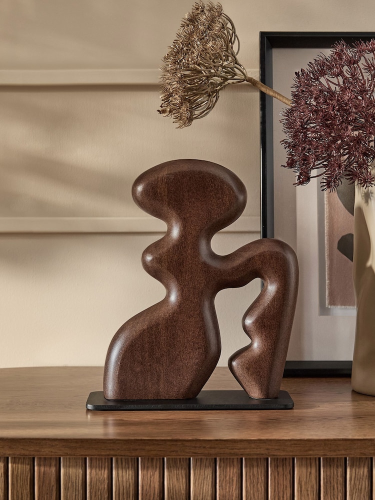 Brown Mango Wood Sculptural Ornament - Image 2 of 4