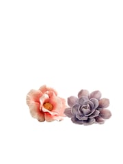 Set of 2 Multicolour Ceramic Flower Ornaments - Image 3 of 3
