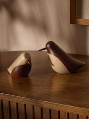 Set of 2 Brown Wooden Bird Ornaments - Image 1 of 3
