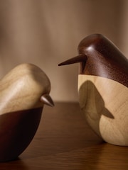 Set of 2 Brown Wooden Bird Ornaments - Image 2 of 3