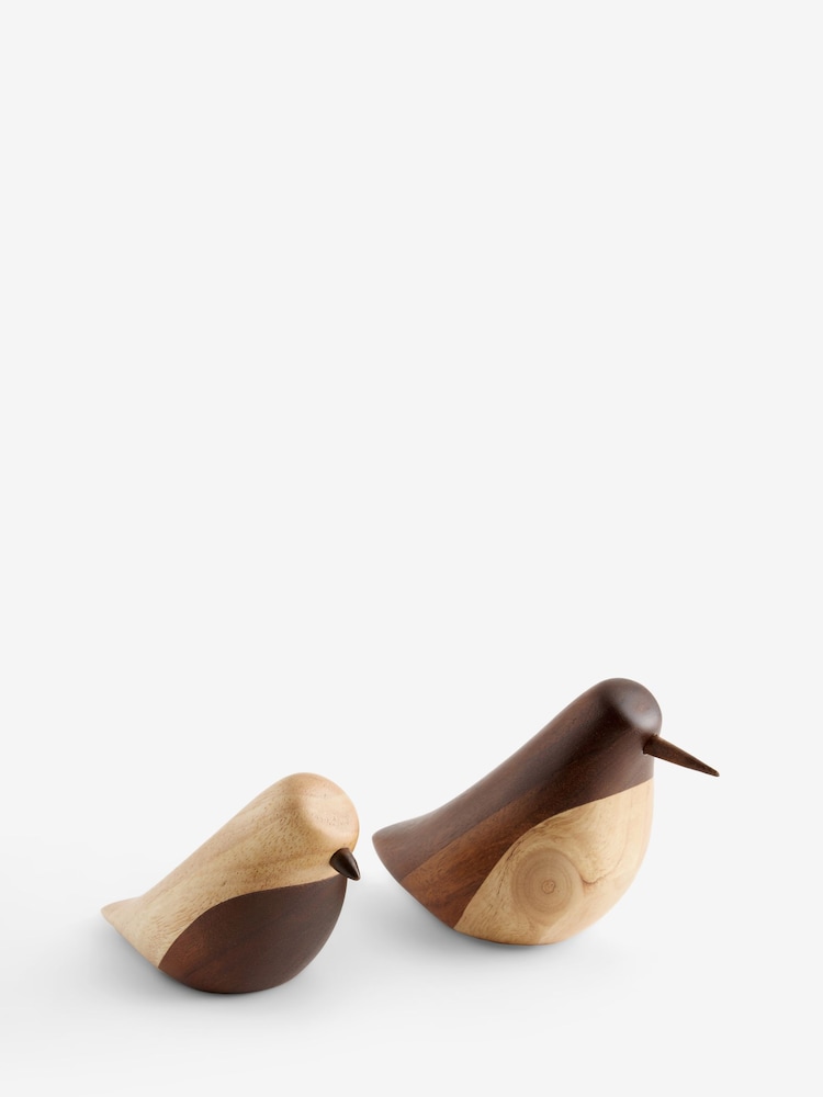 Set of 2 Brown Wooden Bird Ornaments - Image 3 of 3