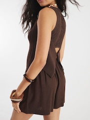 River Island Brown Lace Back Crochet Waistcoat - Image 4 of 4