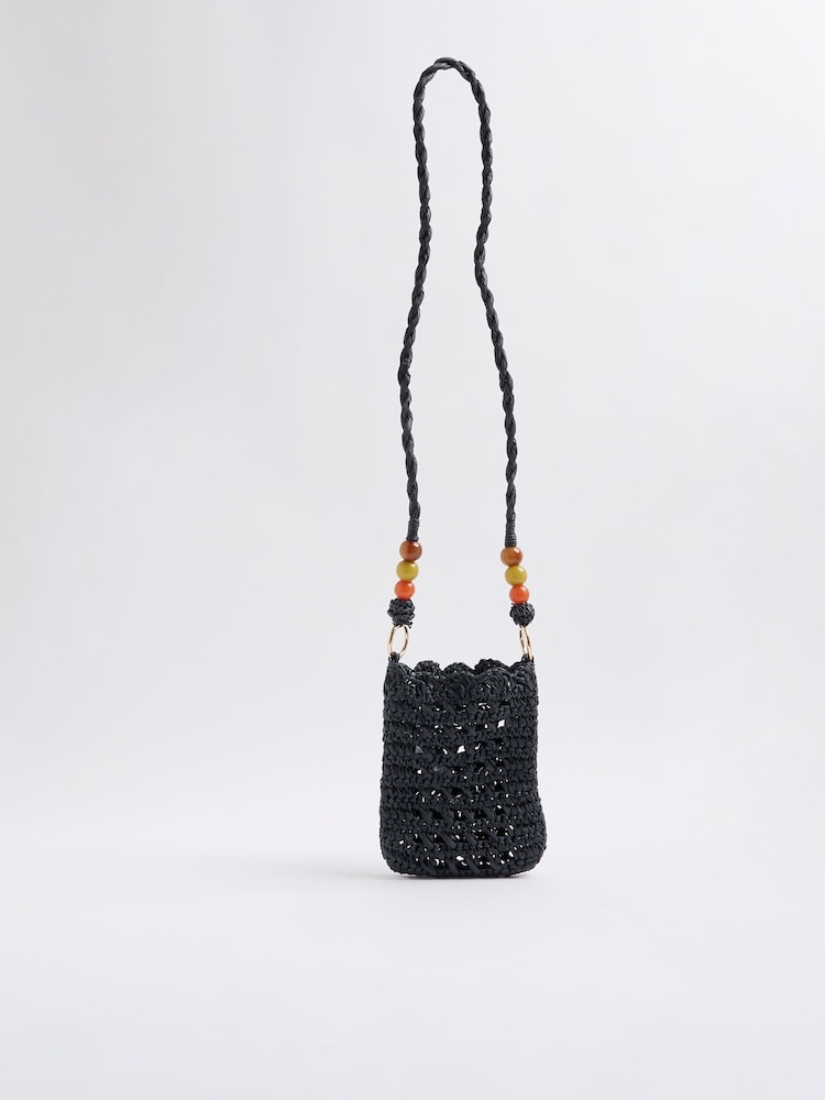 River Island Raffia Bead Phone Cross-Body Bag - Imagem 1 de 5