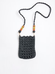 River Island Raffia Bead Phone Cross-Body Bag - Imagem 2 de 5