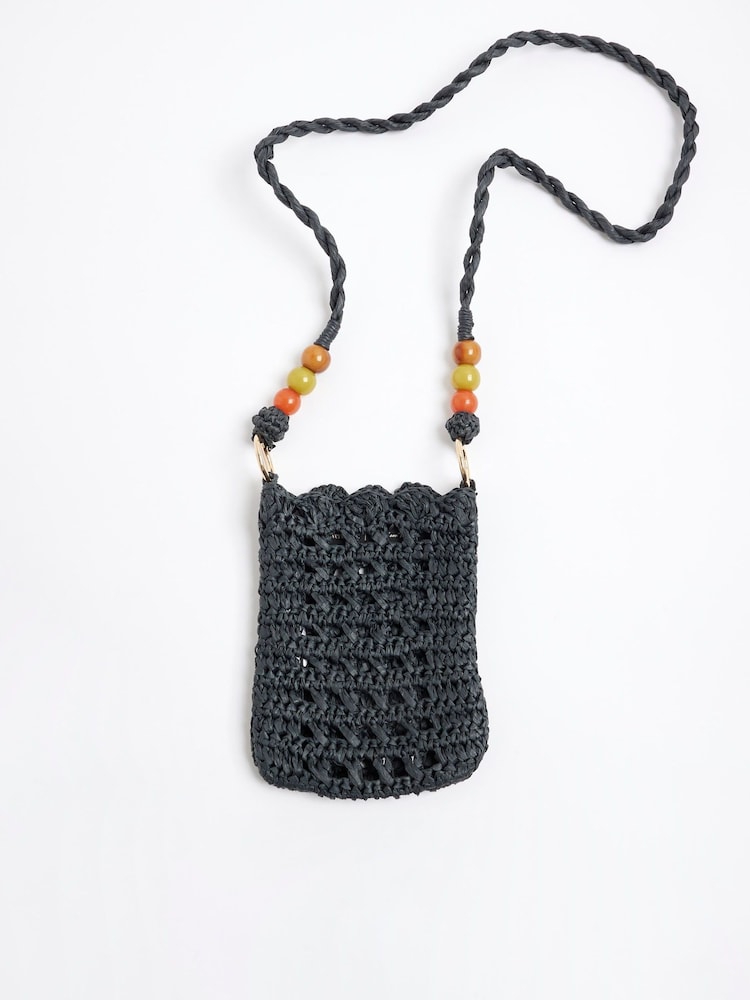 River Island Raffia Bead Phone Cross-Body Bag - Imagem 2 de 5