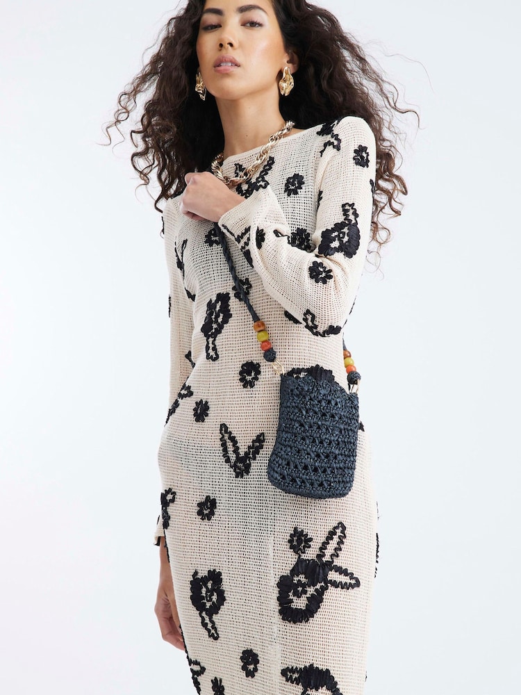 River Island Raffia Bead Phone Cross-Body Bag - Imagem 5 de 5