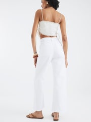 River Island White Wide Pocket Front Cropped Jeans - Image 2 of 4