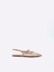 River Island Pink Cream Mesh Pointed Shoes - Image 1 of 5