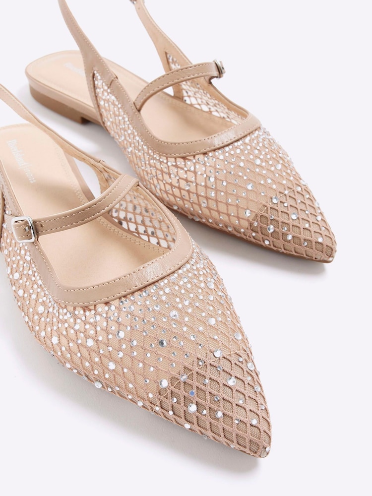 River Island Pink Cream Mesh Pointed Shoes - Image 5 of 5