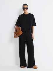 River Island Black Premium Wide Leg Joggers - Image 2 of 6