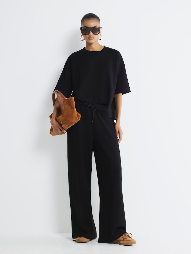 River Island Black Premium Wide Leg Joggers - Image 2 of 6 River Island Black Premium Wide Leg Joggers - Image 2 of 6