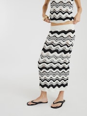 River Island Black Chevron Maxi Skirt - Image 1 of 4