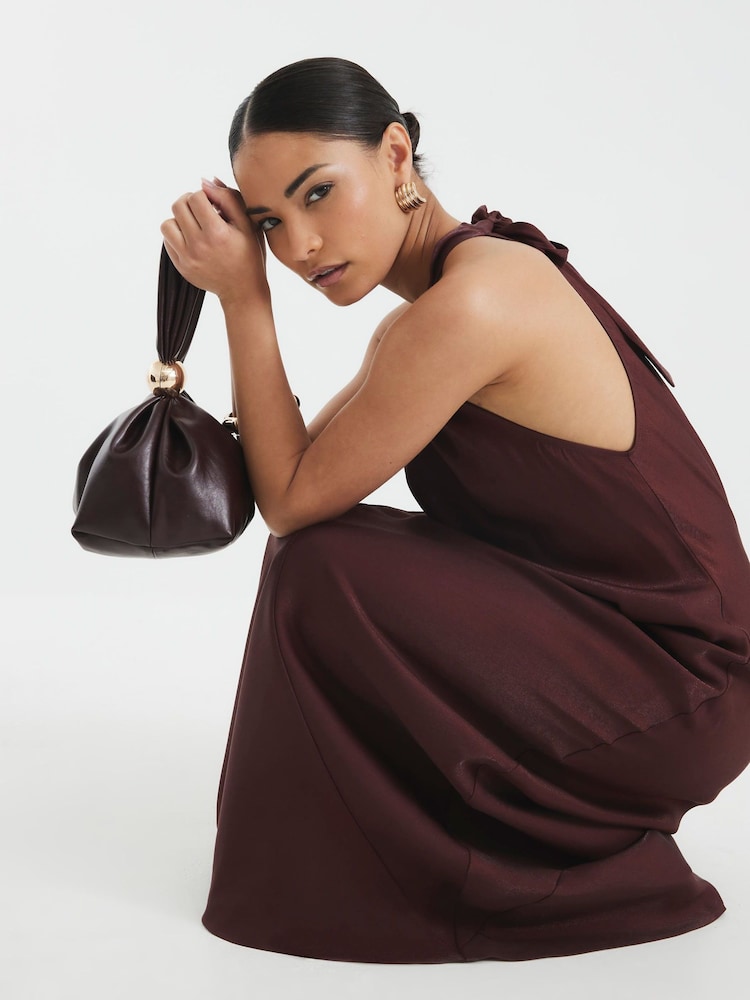 River Island Brown Petite Halter Maxi Dress - Image 2 of 4