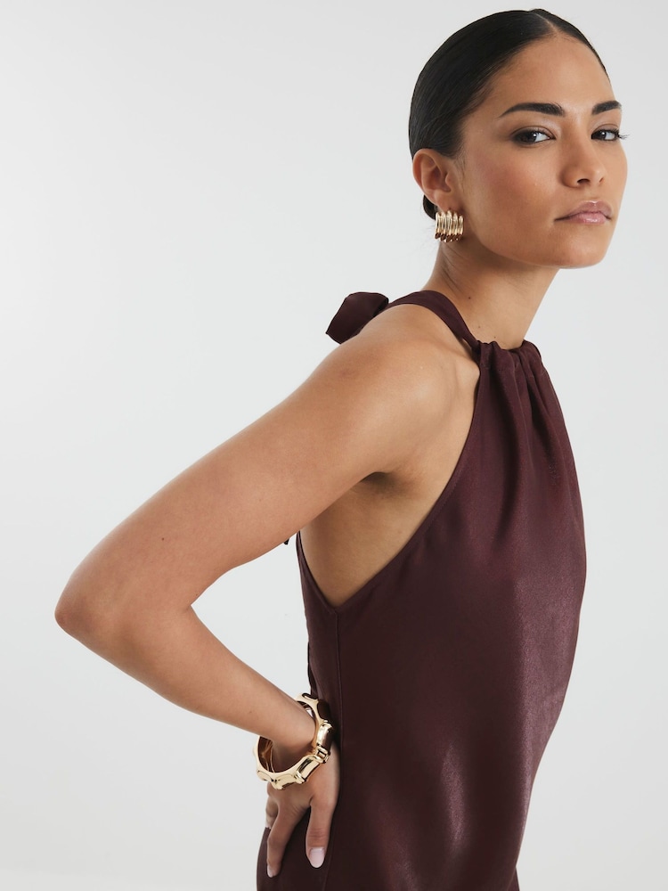 Buy River Island Brown Petite Halter Maxi Dress from Next Oman