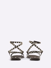 River Island Black Eyelet Strappy Flat Sandals - Image 4 of 6